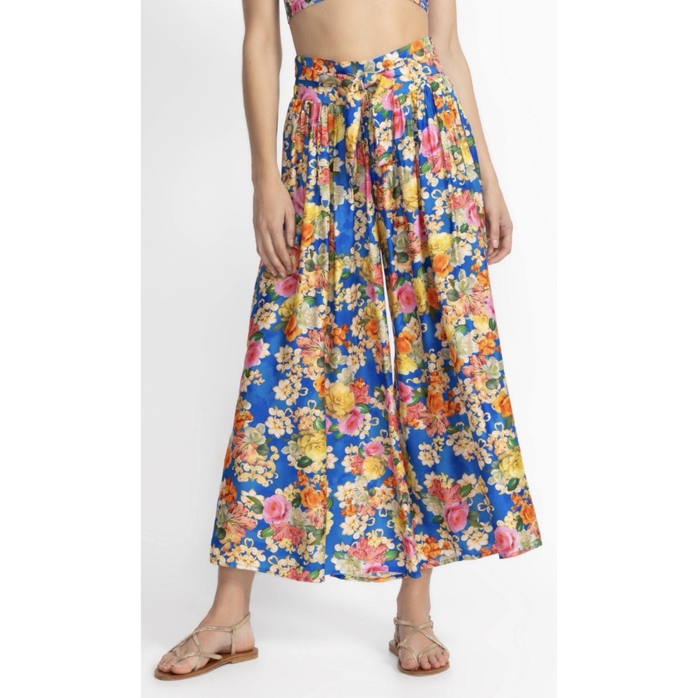 New Johnny Was PAULINE PALAZZO CROPPED PANT Floral Women's Size 1X Silk Blend - Picture 2 of 9